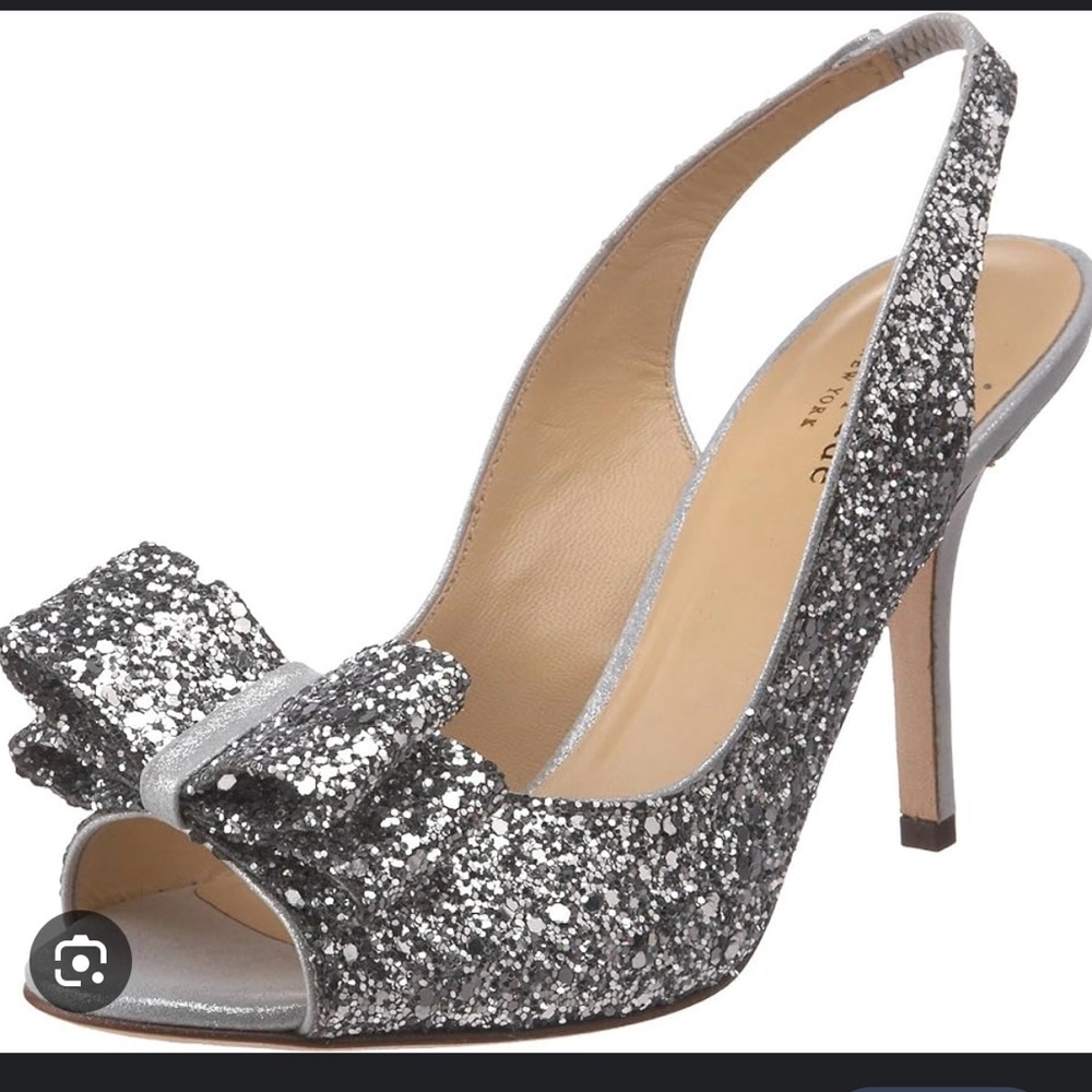Kate Spade NY Silver Charm Glitter Shoes Size 8 1/2